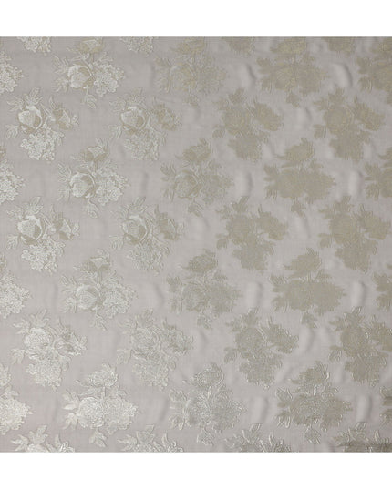 Pearl Grey Silver Floral Metallic Lurex Silk Chiffon Fabric 110 Cms Wide, Made in South Korea-D27533 - Regal Fabrics