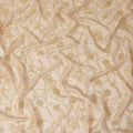 Nude Beige Gold Floral Geometric Metallic Lurex Silk Chiffon Fabric 110 Cms Wide, Made in South Korea-D27543