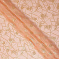 Peach Blush Gold Floral Geometric Metallic Lurex Silk Chiffon Fabric 110 Cms Wide, Made in South Korea-D27545