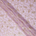 Lavender Lilac Gold Floral Geometric Metallic Lurex Silk Chiffon Fabric 110 Cms South Korea Origin-D27547