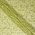 Pistachio Green Gold Floral Geometric Metallic Lurex Silk Chiffon Fabric 110 Cms South Korea Origin-D27546