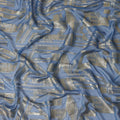 Dusty Blue Silver Gold Abstract Geometric Metallic Lurex Silk Chiffon Fabric 110 Cms Wide, Made in South Korea-D27528 - Regal Fabrics