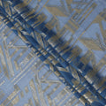 Dusty Blue Silver Gold Abstract Geometric Metallic Lurex Silk Chiffon Fabric 110 Cms Wide, Made in South Korea-D27528 - Regal Fabrics