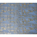 Dusty Blue Silver Gold Abstract Geometric Metallic Lurex Silk Chiffon Fabric 110 Cms Wide, Made in South Korea-D27528 - Regal Fabrics