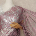 Dusty Rose Premium French Chantilly Saree Lace Fabric 110 Cms Width 5.5 Meters Piece Elegant Floral Net Lace From France For Designer Sarees And Couture Draping-D27683