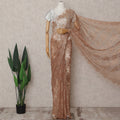 Copper Rose Gold Chantilly Lace Saree - D31668