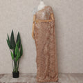 Copper Rose Gold Chantilly Lace Saree - D31668