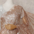 Copper Rose Gold Chantilly Lace Saree - D31668