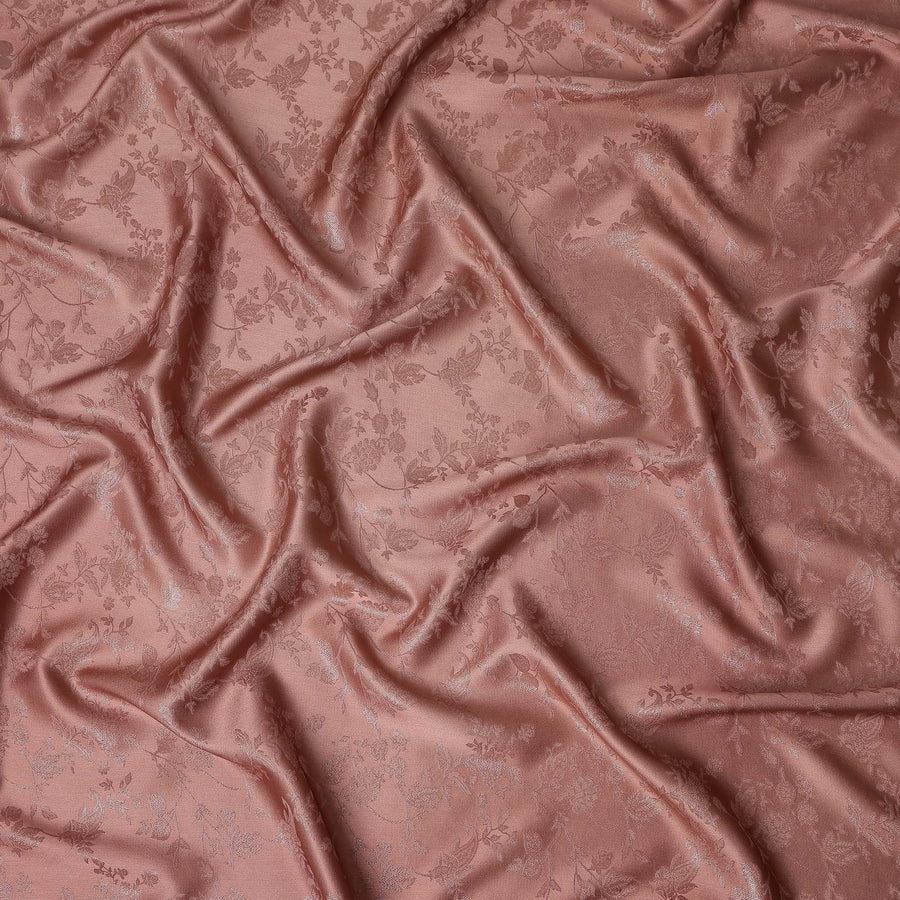 Dusty Terracotta Floral Silk Satin Fabric 110cm