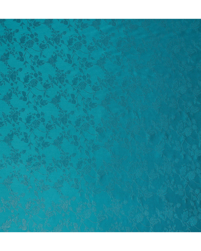 Peacock Teal Floral Silk Satin Fabric 110cm