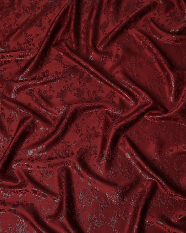 Burgundy Maroon Floral Silk Satin Fabric 110cm