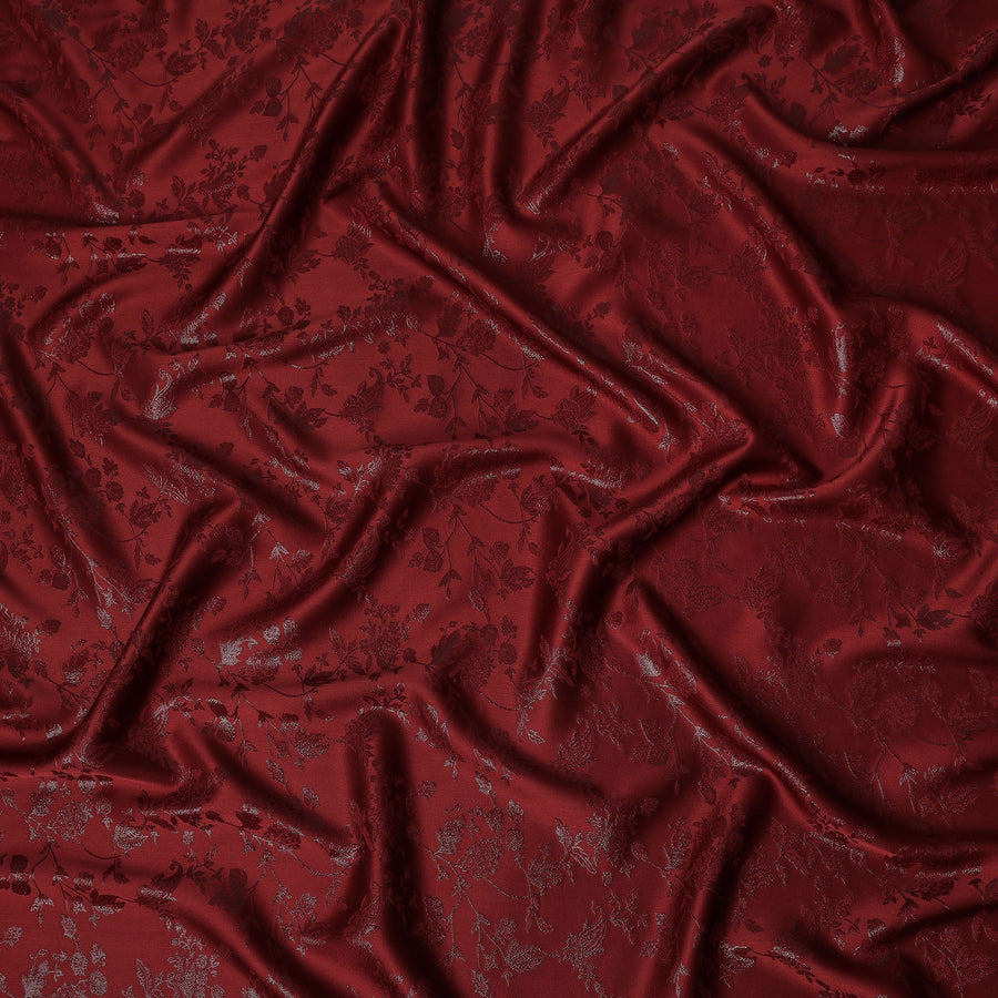 Burgundy Maroon Floral Silk Satin Fabric 110cm