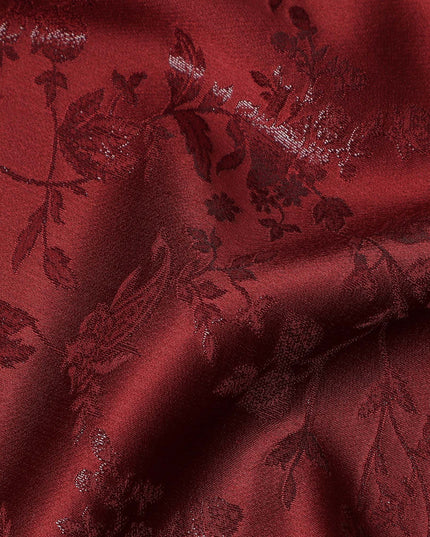 Burgundy Maroon Floral Silk Satin Fabric 110cm