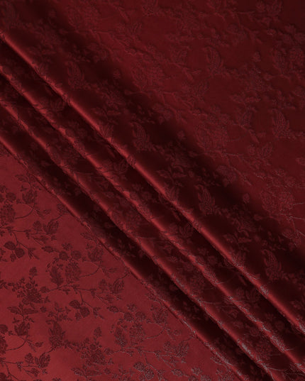 Burgundy Maroon Floral Silk Satin Fabric 110cm
