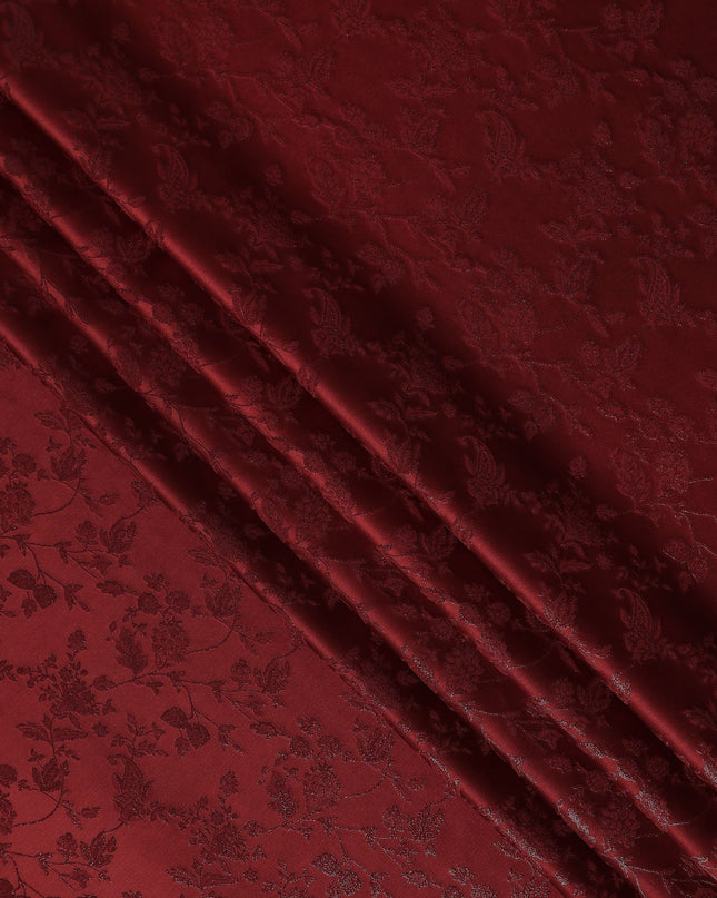 Burgundy Maroon Floral Silk Satin Fabric 110cm