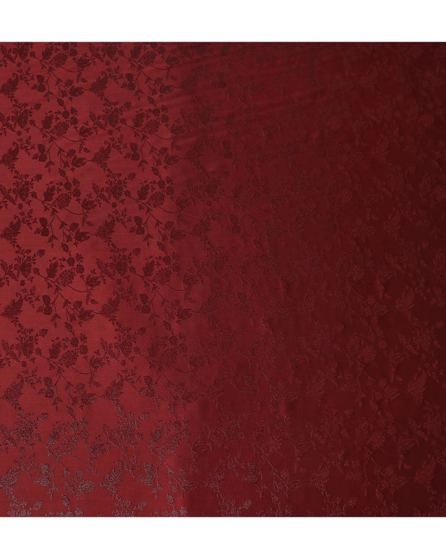 Burgundy Maroon Floral Silk Satin Fabric 110cm