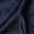 Midnight Navy Floral Silk Satin Fabric 110cm