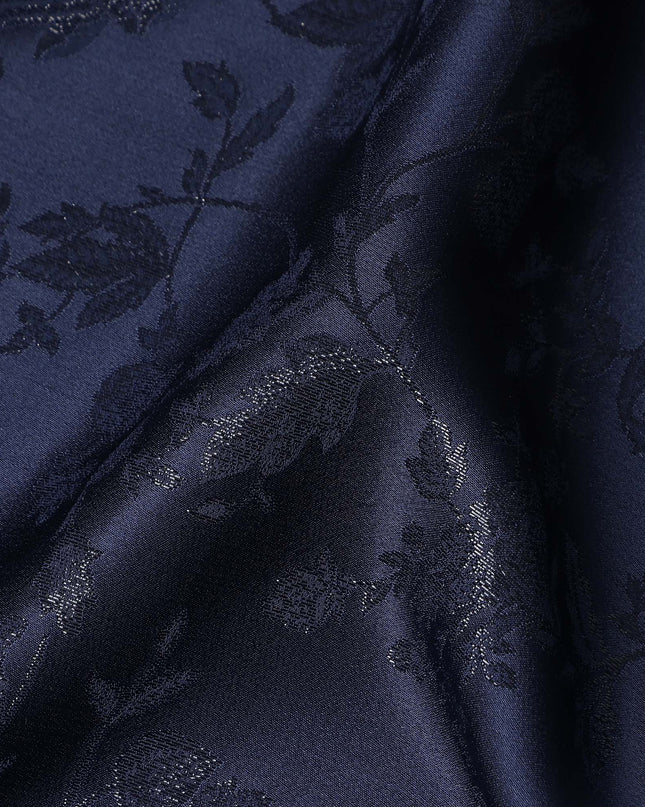 Midnight Navy Floral Silk Satin Fabric 110cm