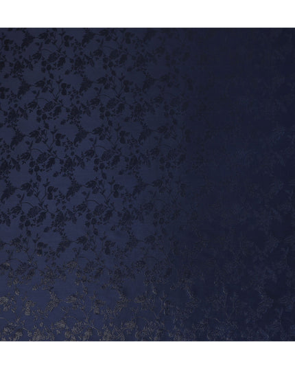 Midnight Navy Floral Silk Satin Fabric 110cm