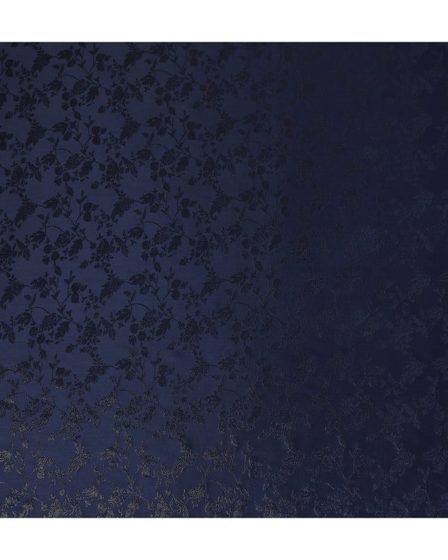 Midnight Navy Floral Silk Satin Fabric 110cm
