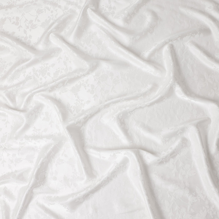 Ivory Pearl Floral Silk Satin Fabric 110cm