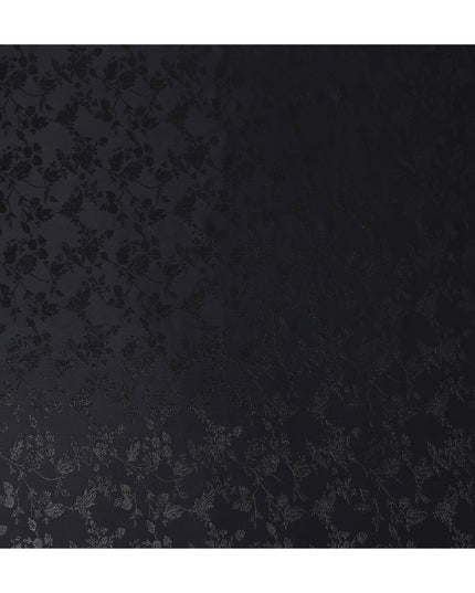 Jet Onyx Floral Silk Satin Fabric 110cm