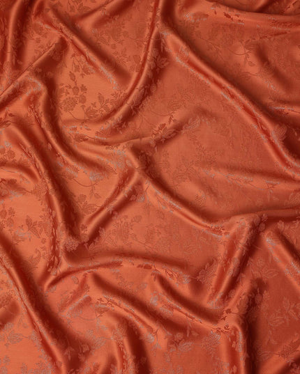Burnt Rust Floral Silk Satin Fabric 110cm