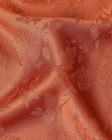 Burnt Rust Floral Silk Satin Fabric 110cm