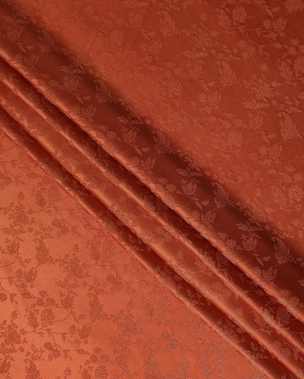 Burnt Rust Floral Silk Satin Fabric 110cm