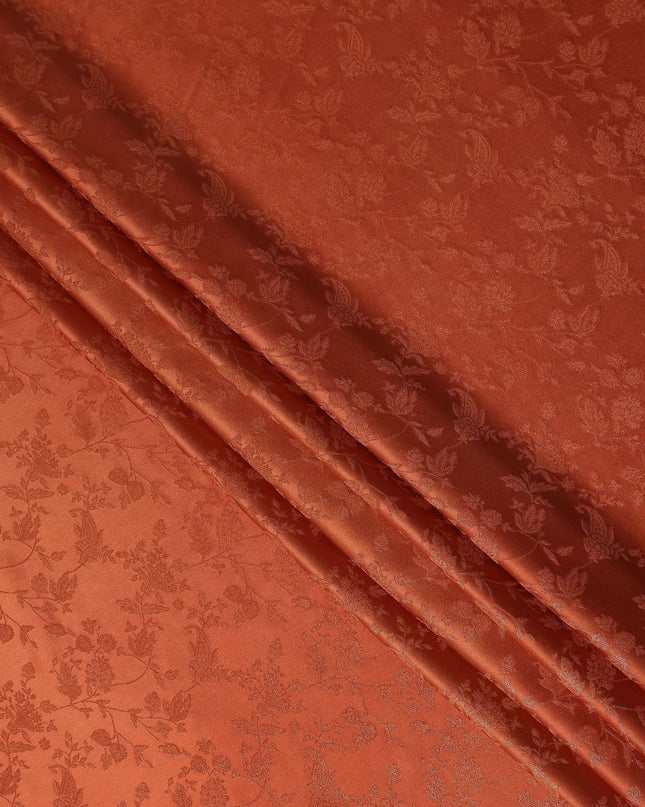 Burnt Rust Floral Silk Satin Fabric 110cm