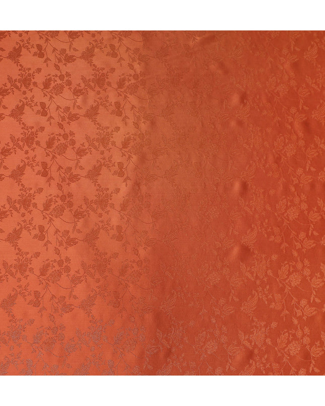 Burnt Rust Floral Silk Satin Fabric 110cm