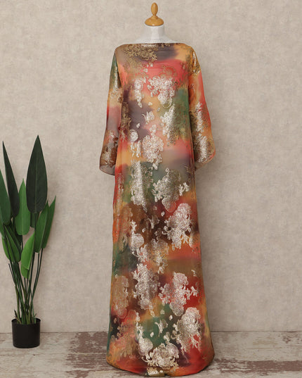 Multicolor Floral Silk Chiffon Dirac With Metallic Lurex