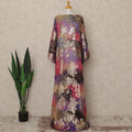 Multicolor Purple Floral Silk Chiffon Dirac With Metallic Lu