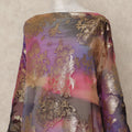 Multicolor Purple Floral Silk Chiffon Dirac With Metallic Lu
