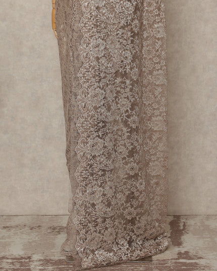 Light Pink Premium French Metallic Chantilly Saree Lace Fabric 5.5 Mtrs Length 110 Cms Width Floral Designer Net Drape Material Made In France, Blouse Not Included-D28097 Regal Fabrics