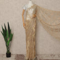 Champagne Gold Metallic French Chantilly Saree Lace Elegant Floral Net Design 5.5 Mtrs Length 110 Cms Width Premium Soft Sheer Fabric France Origin-D28914 Regal Fabrics