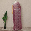Deep Magenta Premium French Metallic Chantilly Saree Lace Fabric 5.5 Mtrs Length 110 Cms Width Floral Designer Net Drape Material Made In France, Blouse Not Included-D28094 Regal Fabrics