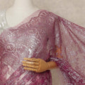 Deep Magenta Premium French Metallic Chantilly Saree Lace Fabric 5.5 Mtrs Length 110 Cms Width Floral Designer Net Drape Material Made In France, Blouse Not Included-D28094 Regal Fabrics