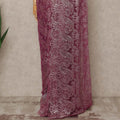 Deep Magenta Premium French Metallic Chantilly Saree Lace Fabric 5.5 Mtrs Length 110 Cms Width Floral Designer Net Drape Material Made In France, Blouse Not Included-D28094 Regal Fabrics