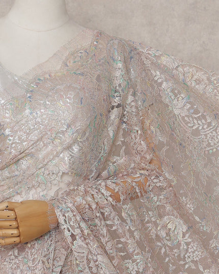 Beige French Chantilly Lace Saree | Regal