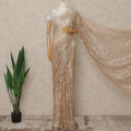 Light Gold Premium French Metallic Chantilly Saree Lace Fabric 5.5 Mtrs Length 110 Cms Width Floral Designer Net Drape Material Made In France, Blouse Not Included-D28098 Regal Fabrics