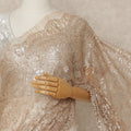 Light Gold Premium French Metallic Chantilly Saree Lace Fabric 5.5 Mtrs Length 110 Cms Width Floral Designer Net Drape Material Made In France, Blouse Not Included-D28098 Regal Fabrics