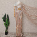 Rose Gold Pink Chantilly Lace Saree - D31628