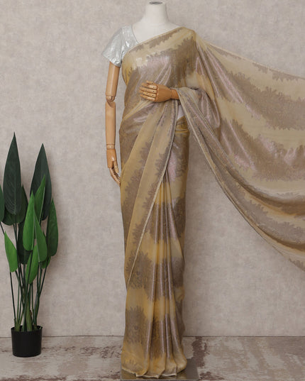 Champagne Gold Silk Chiffon Saree - D31592
