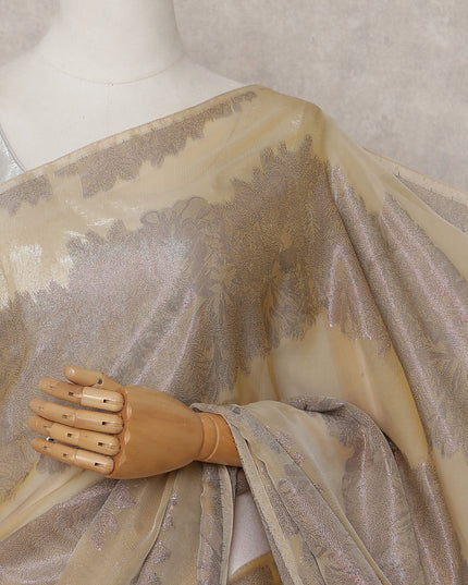 Champagne Gold Silk Chiffon Saree - D31592