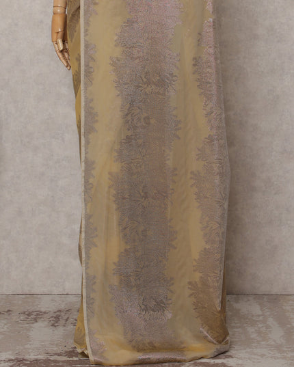 Champagne Gold Silk Chiffon Saree - D31592