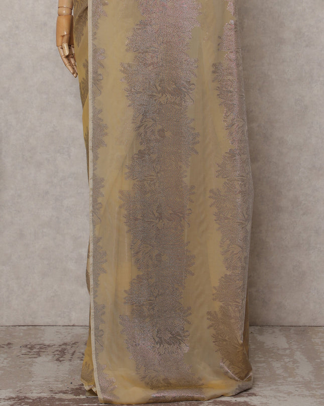 Champagne Gold Silk Chiffon Saree - D31592