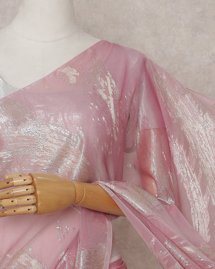 Carnation Pink French Silk Chiffon Saree 5.5m