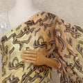 Beige Brown Metallic French Chiffon Saree 5.5 Meters Length 110 Cms Width Lightweight Printed Elegant Party Wear Soft Flowy Fabric Premium Quality Without Blouse Piece-D28708 Regal Fabrics