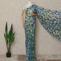 Blue Green Metallic French Chiffon Saree 5.5 Meters Length 110 Cms Width Lightweight Printed Elegant Party Wear Soft Flowy Fabric Premium Quality Without Blouse Piece-D28709 Regal Fabrics